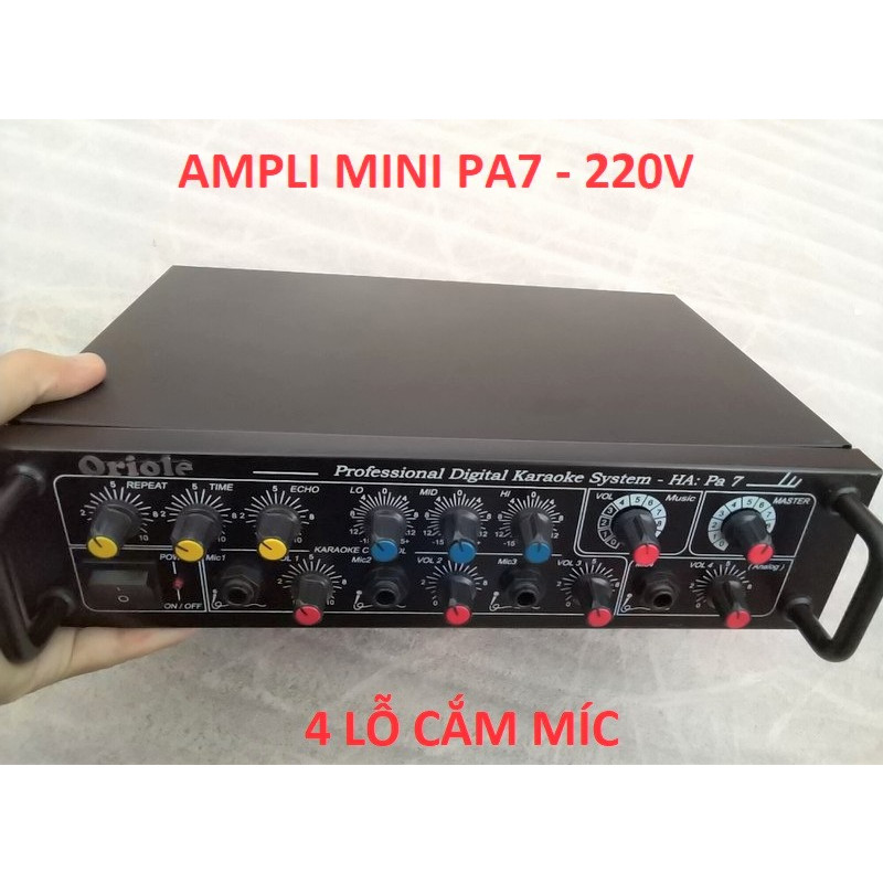 AMPLI MINI PA7 LOẠI CHẠY ĐIỆN 220V - CÔNG SUẤT 250W - HÀNG CHÍNH HÃNG