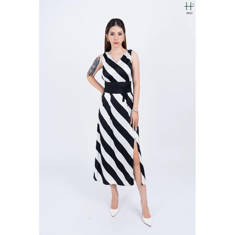 Đầm lụa suông dài kẻ sọc -D22