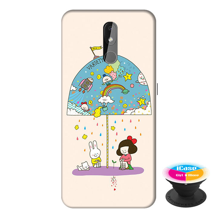 Ốp lưng cho điện thoại Nokia 3.2 hình Thỏ Trắng tặng kèm giá đỡ điện thoại iCase xinh xắn - Hàng chính hãng
