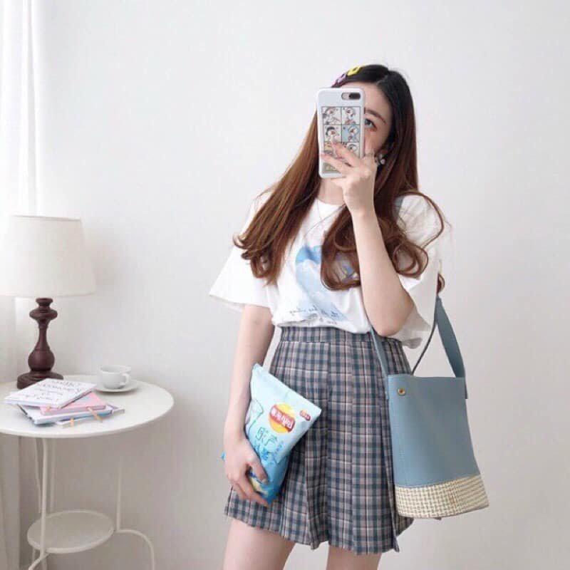 Set nỉ sweater kèm chân váy Nữ -Bộ màu nude basic xinh xắn, dễ thương phong cách hàn quốc Ullzang