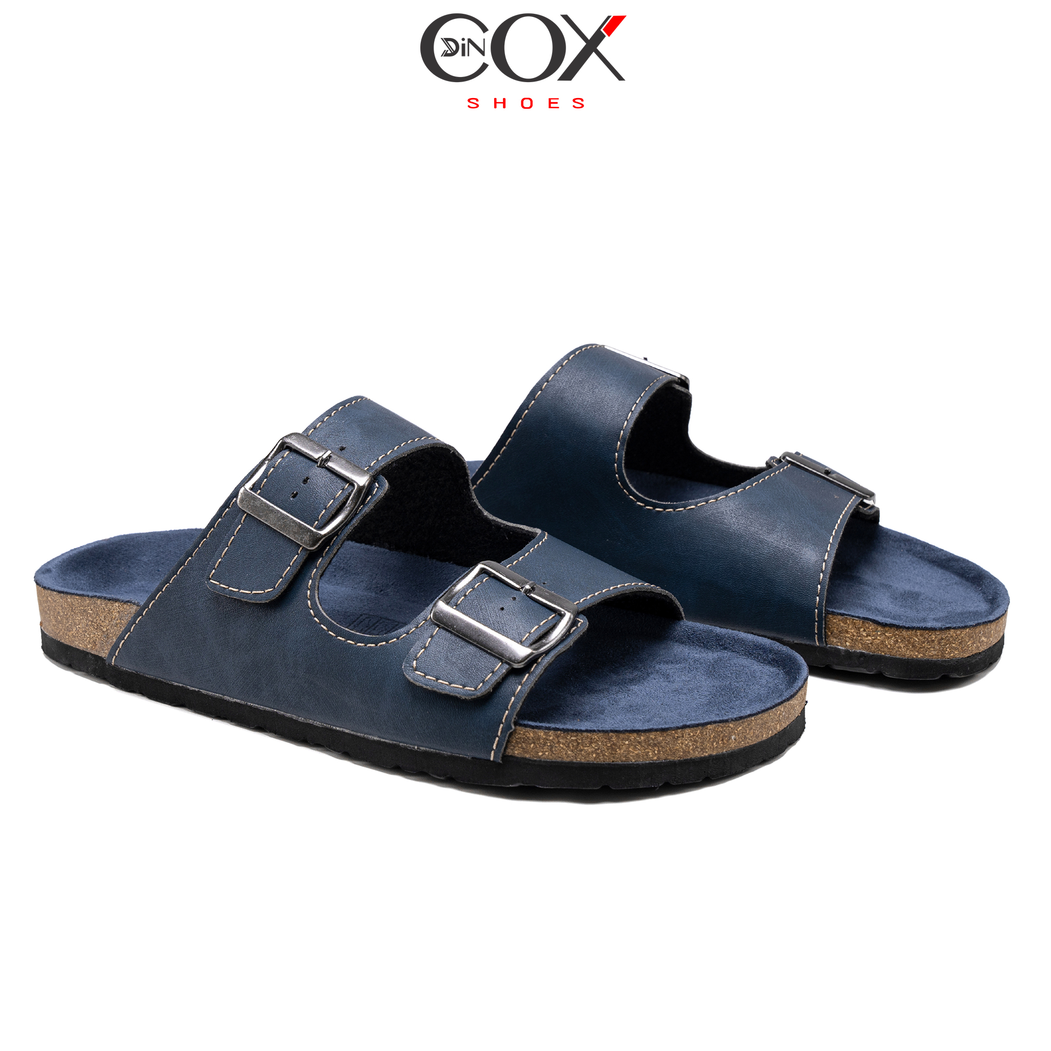 Dép Đế Trấu Nam 2 Khóa Navy DC01 Dincox