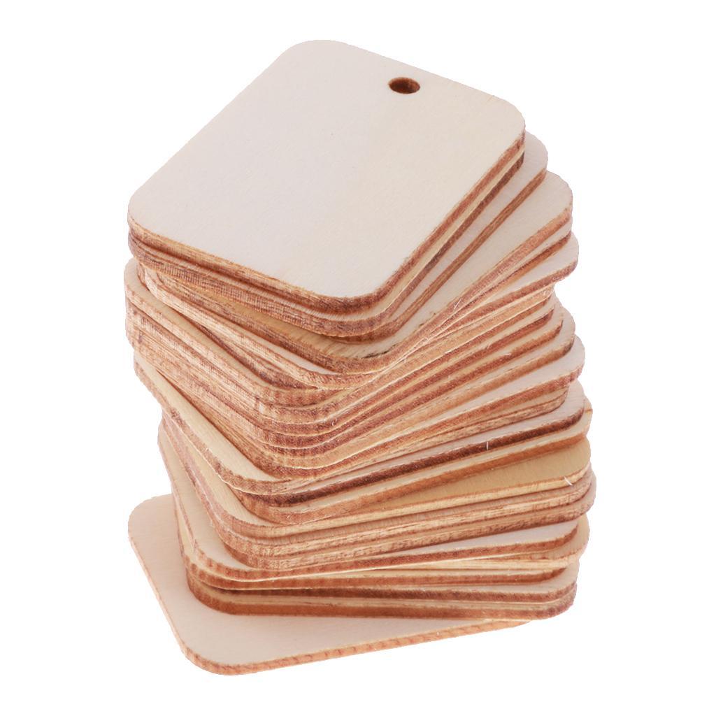 75pcs Natural Blank Gift Tags Wooden Plaque Board for Kids Painting Drawing