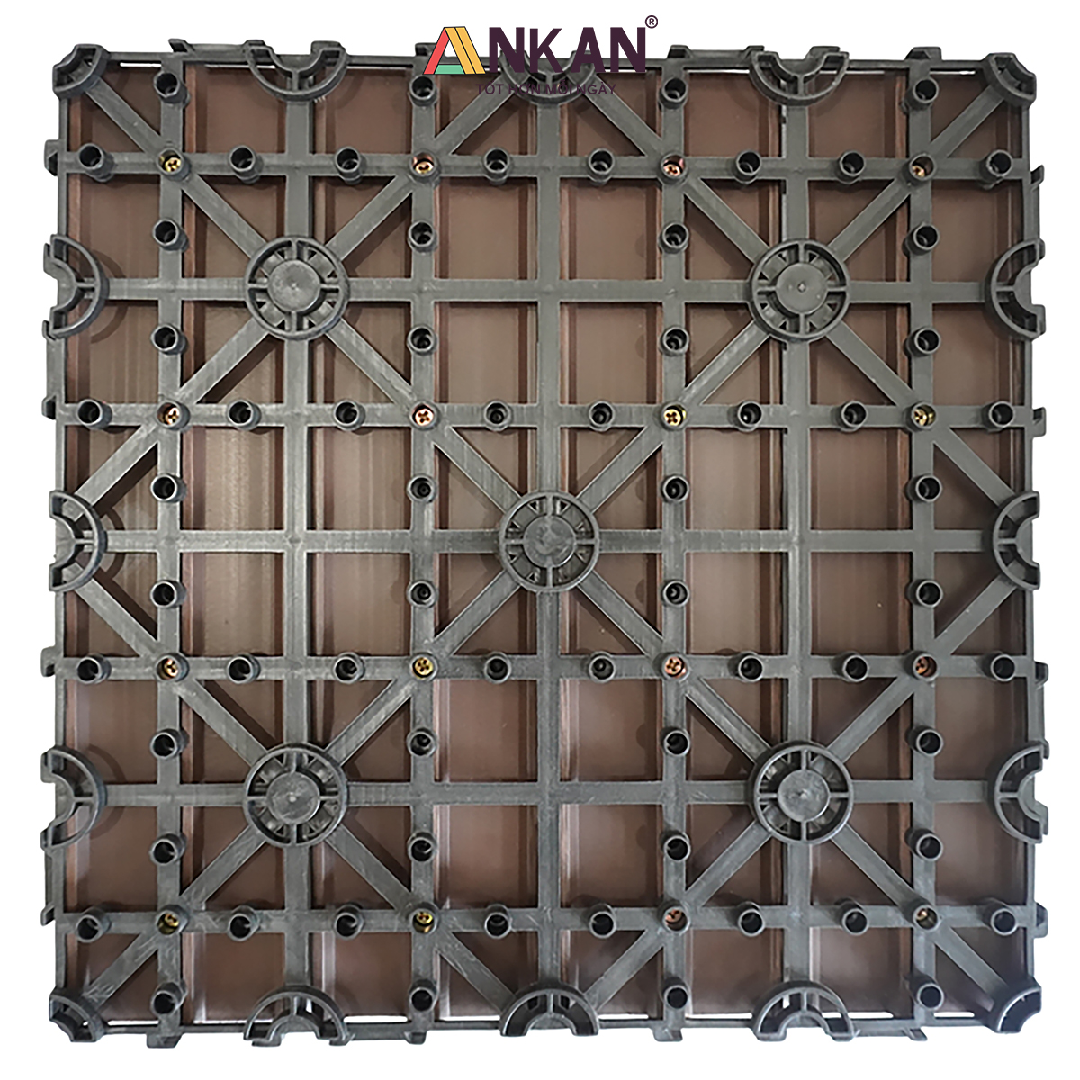 Sàn Vỉ Gỗ Nhựa Composite Cao Cấp, Lót Sàn Ban Công Nhà Tắm, Vỉ Dày Chắc Chắn Có Vít Ốc Dưới Nan, Màu Nâu Mới, Dễ Dàng Lắp Đặt