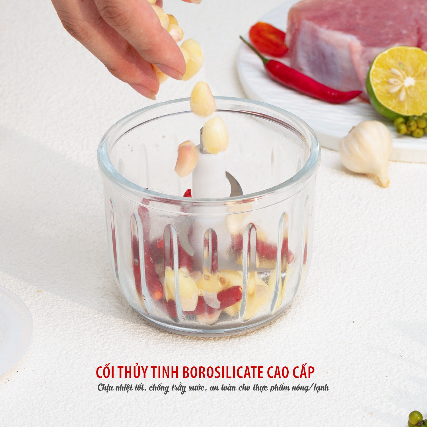 Máy xay thịt đa năng cối thuỷ tinh Kalpen OL2 dung tích 300ml, công suất 350W, bảo hành 2 năm - Hàng chính hãng