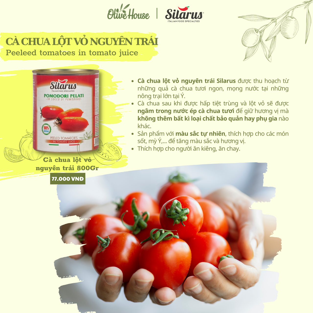 Sốt Cà chua Lột vỏ Silarus 800Gr