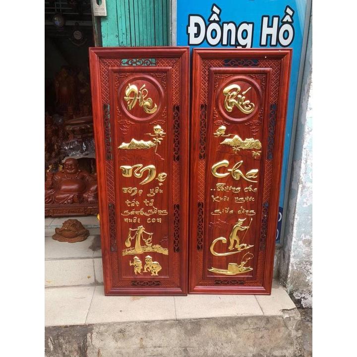 Tranh gỗ cao cấp Cha Mẹ dán vàng