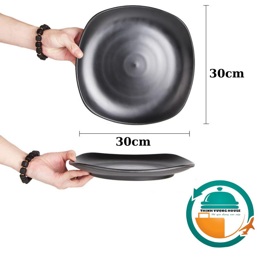 Đĩa vuông vát 100% nhựa Melamine Đen Nhám đủ size giá rẻ