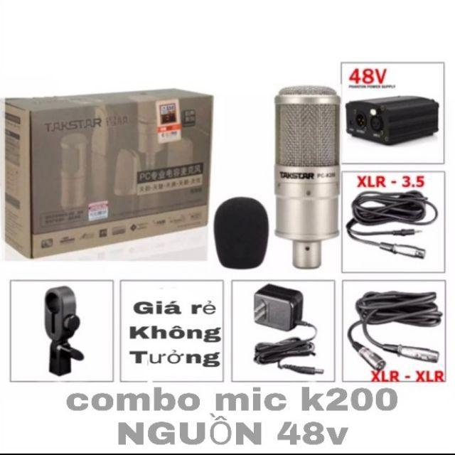 Mic Thu Âm livestream PC-K200 Full Nguồn Phantom 48V