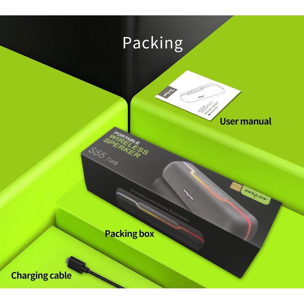 Loa bluetooth Zealot S55 không dây điều khiển chạm 4 chế độ tùy chọn màu sắc