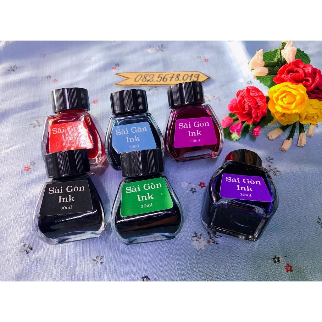 Mực bút máy Sài Gòn Ink lọ 30ml màu sắc tươi sáng