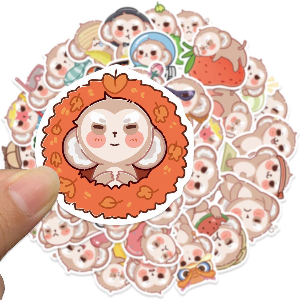 Sticker khỉ chibi hoạt hình cute trang trí mũ bảo hiểm, guitar, ukulele, điện thoại, sổ tay, laptop-mẫu S44