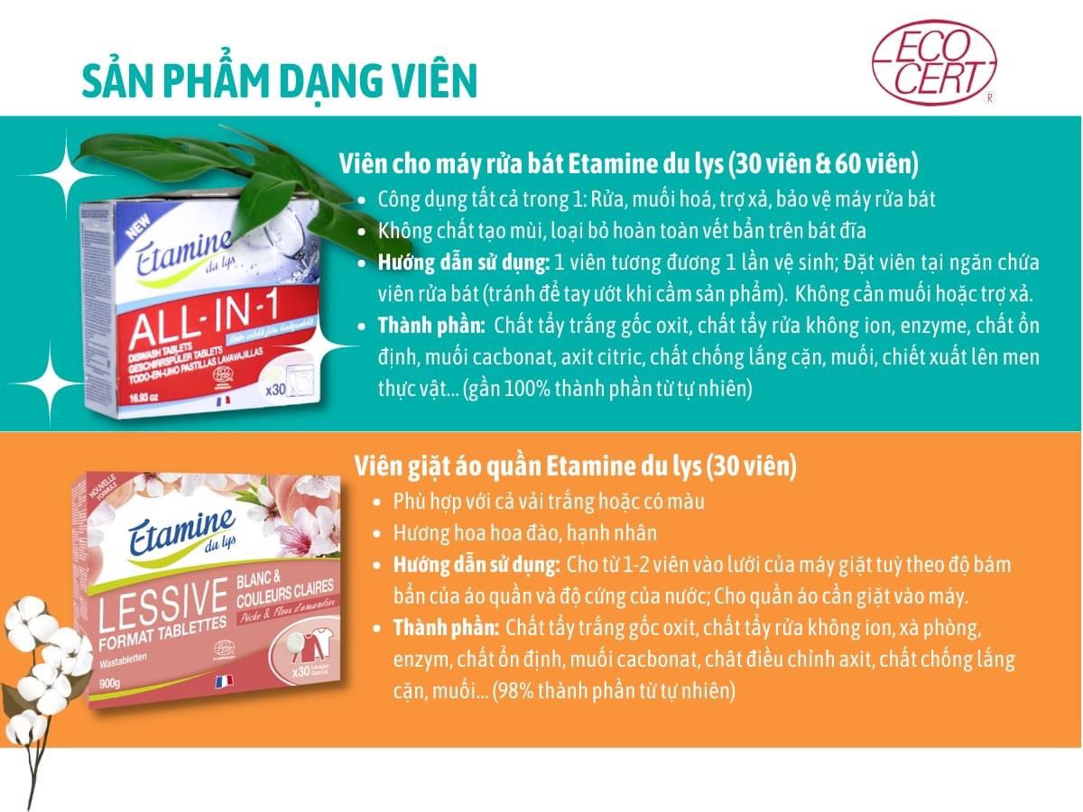 Bột và viên rửa chén bát sử dụng cho máy 1.3kg - Etamine