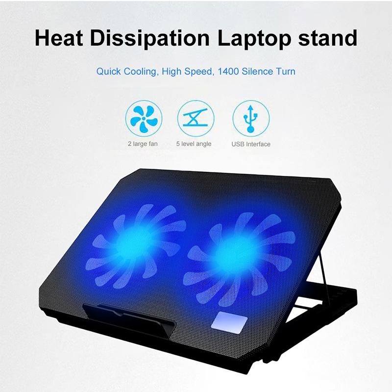 Ế Tản Nhiệt Laptop N99 COOLING PAD Cho LaptĐop Macbook Từ 11 đến 17 inch Đèn Led 2 Quạt Chống ồn 4 Mức Chỉnh Độ Cao