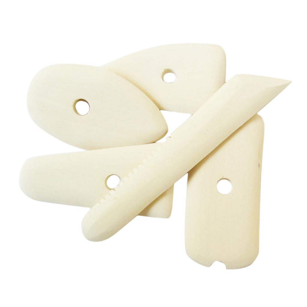 5pcs Wooden Pottery Ceramic Clay Sculpting Wax Carving Tools Modeling Kits