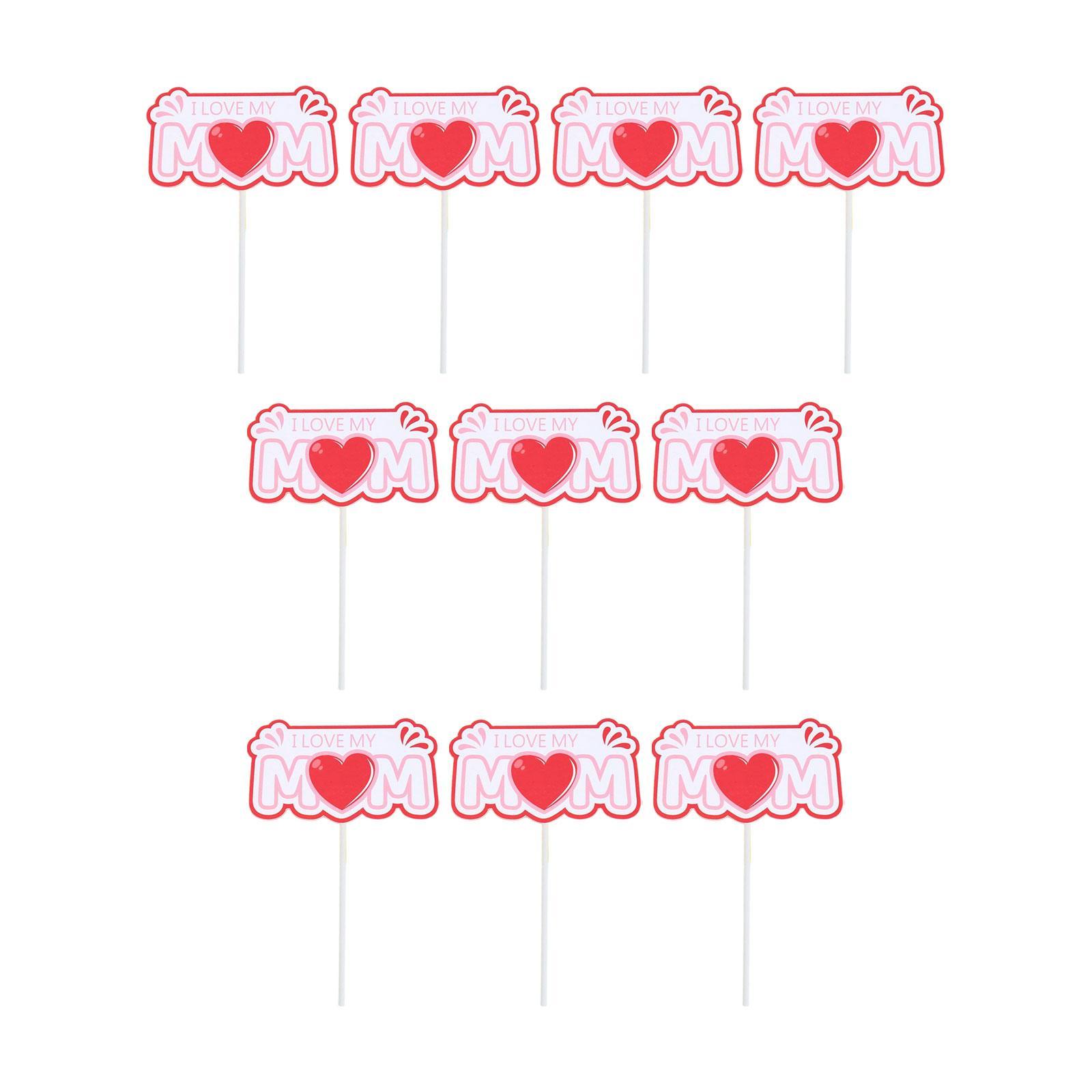 10x Cake Toppers, Happy Mother's Day Cake Topper, Baking Decor, Mother's Day Cupcake Picks, Cake Insert for Event, Gift Cake, Birthday Anniversary