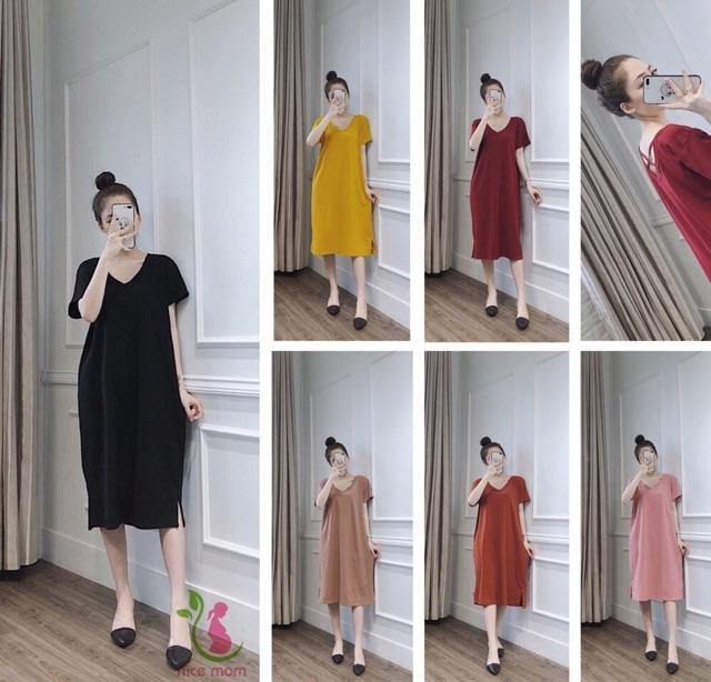 Váy bầu thời trang dáng suông chất cotton