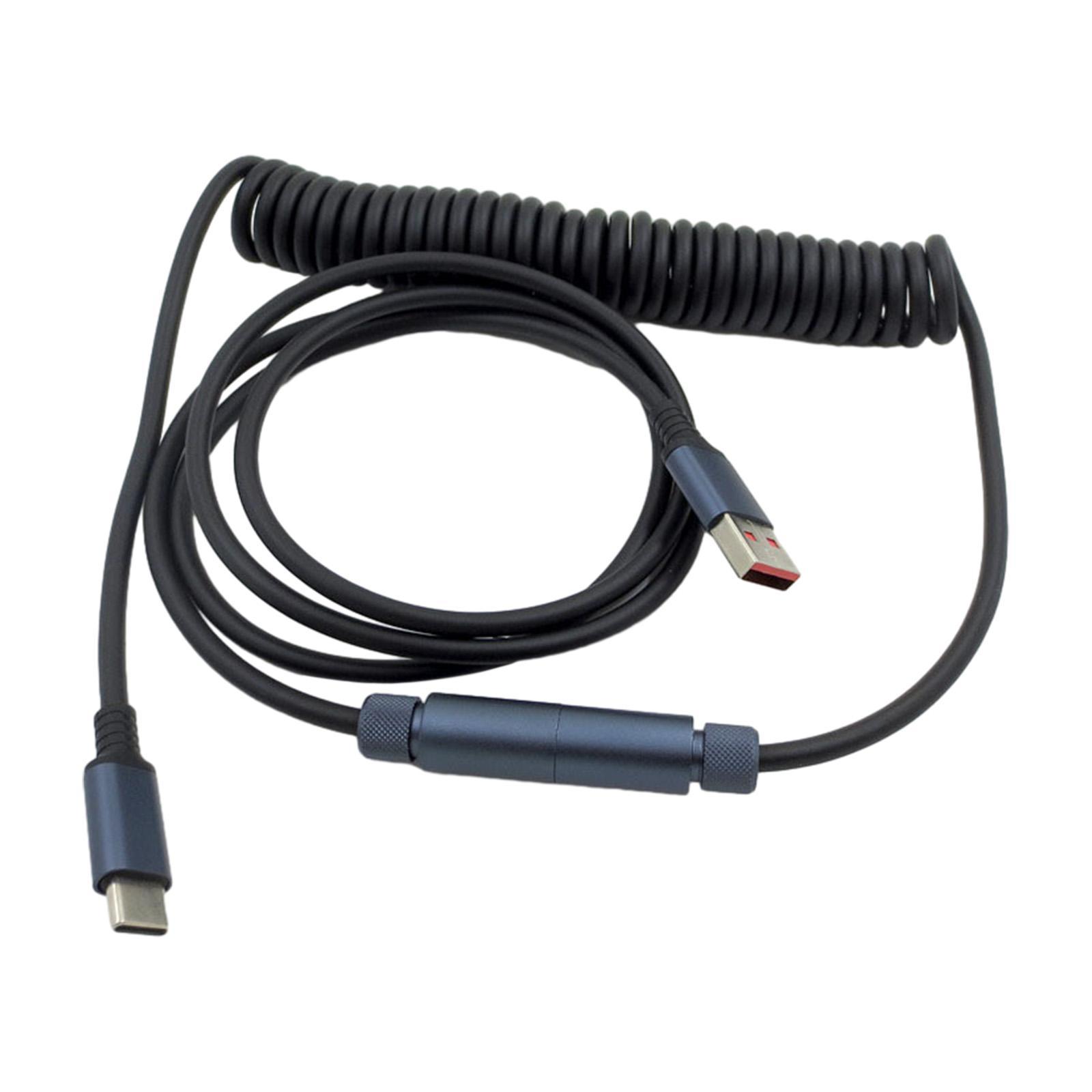 Coiled USB C Cable USB Type C to A Professional Flexible 1.4M Keyboard Cable Stretchable for Mechanical Keyboard Smartphones