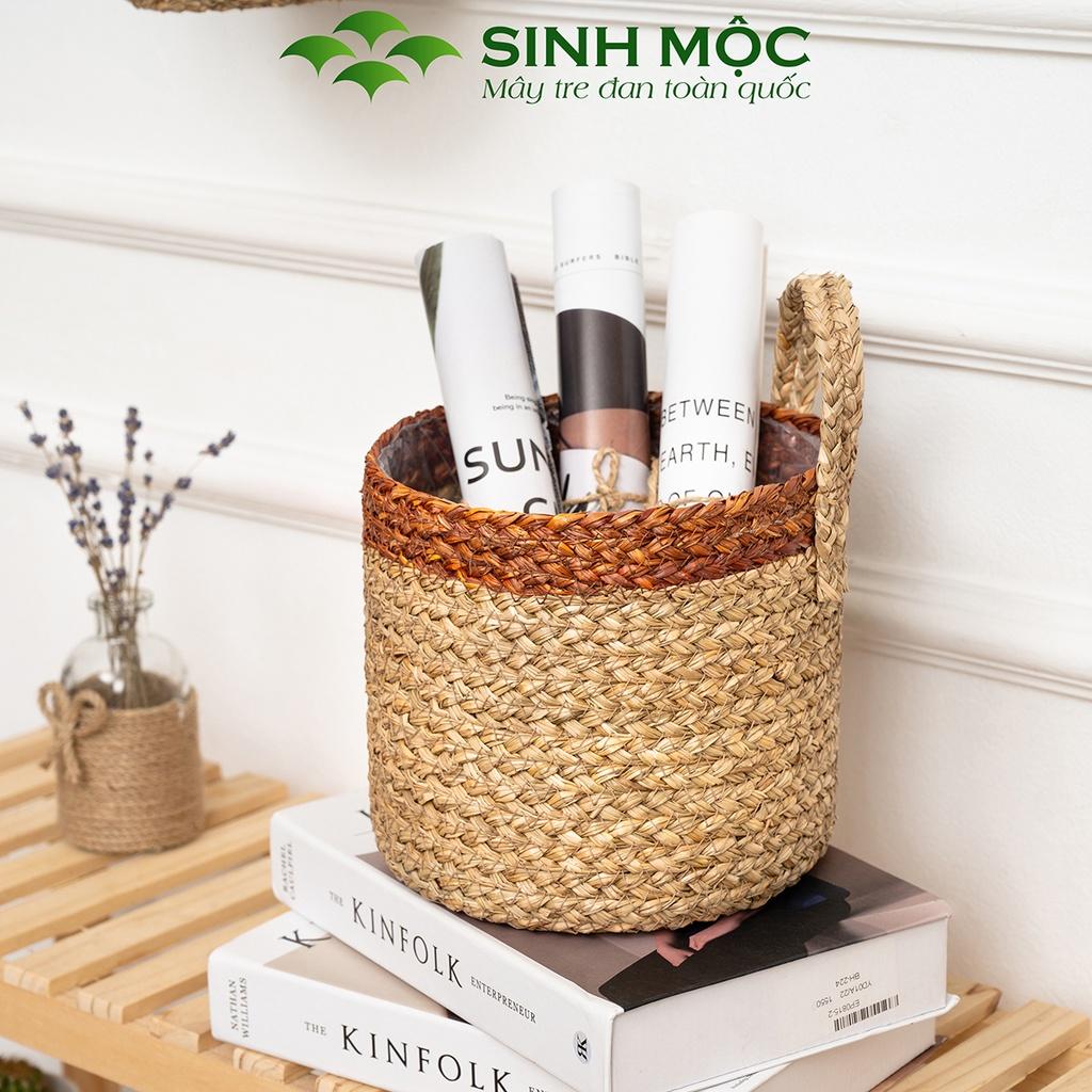 Giỏ cói trồng cây, giỏ cói đựng đồ, giỏ mây tre đan Sinh Mộc thân thiện với môi trường - M1004
