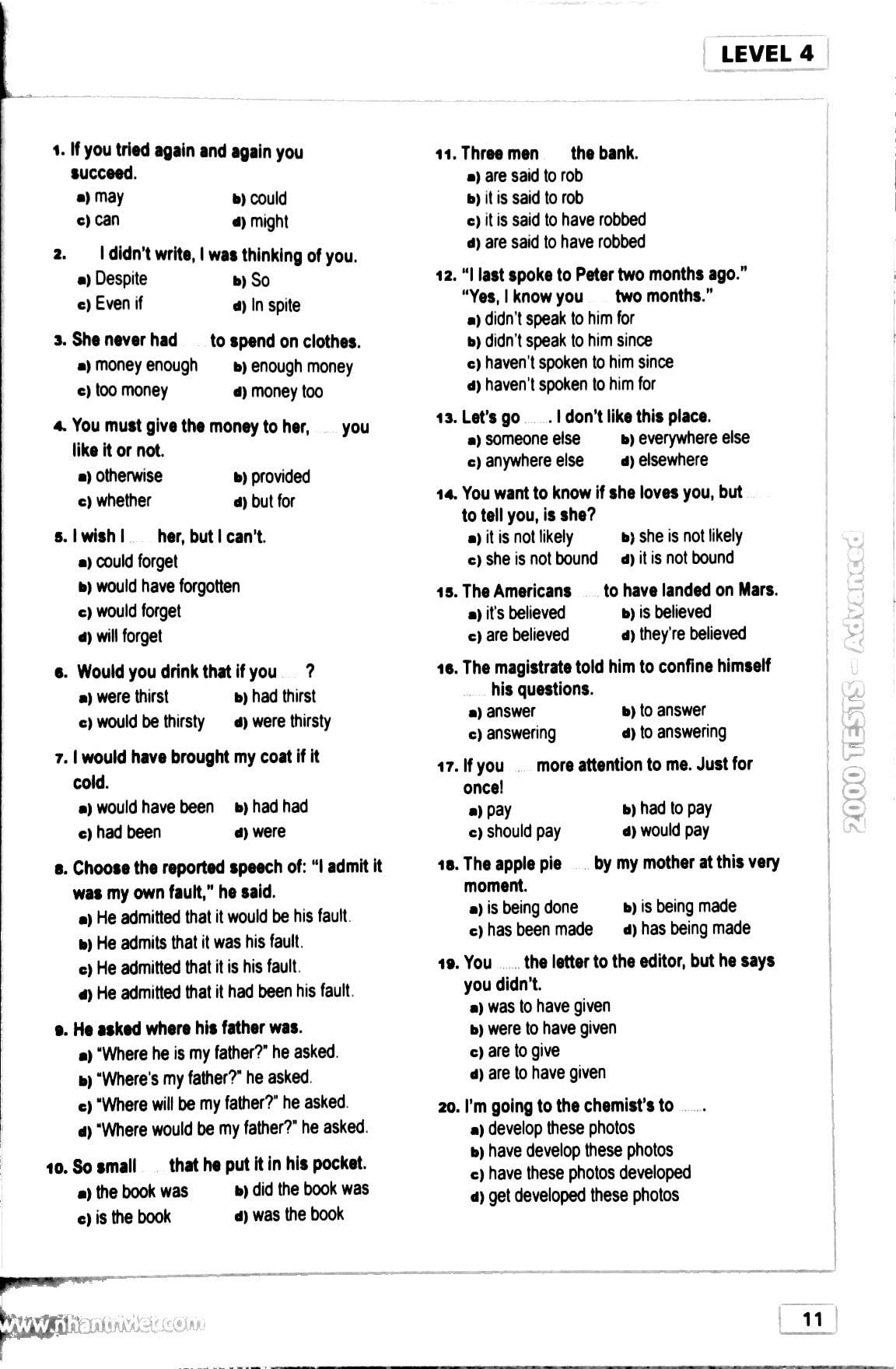 2000 Tests Advanced Level (Không CD)