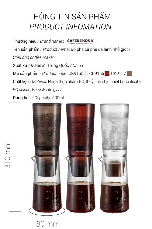 Bộ pha cà phê đá lạnh nhỏ giọt Cold drip Cafede Kona