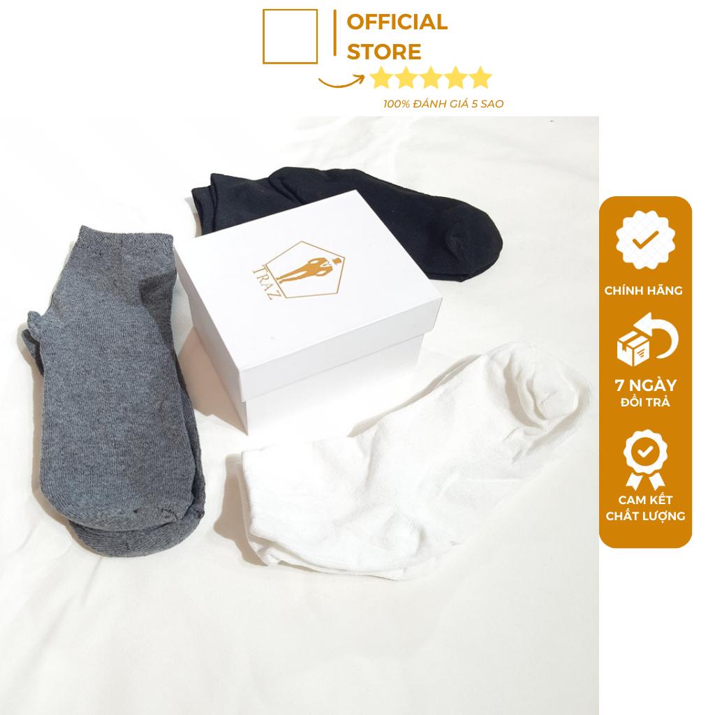 Vớ Tất Trơn Cổ Cao TRAZ Nam Nữ Trắng Đen Xám Unisex Style Hàn Quốc