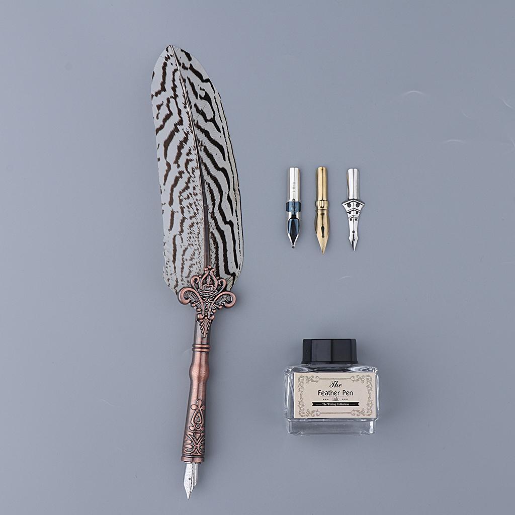 Antique Feather Quill Dip Pen with Ink Calligraphy Pen Set Favor