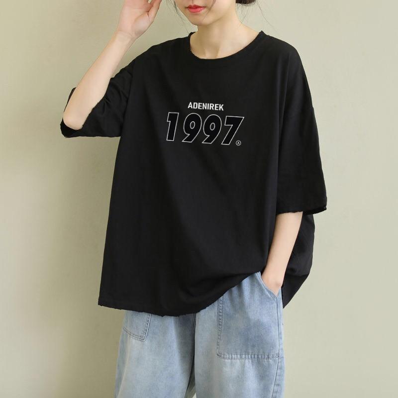 Áo thun nam nữ unisex tay lỡ phông form rộng teen cổ tròn oversize cotton giá rẻ basic đen trắng tee pull 1997