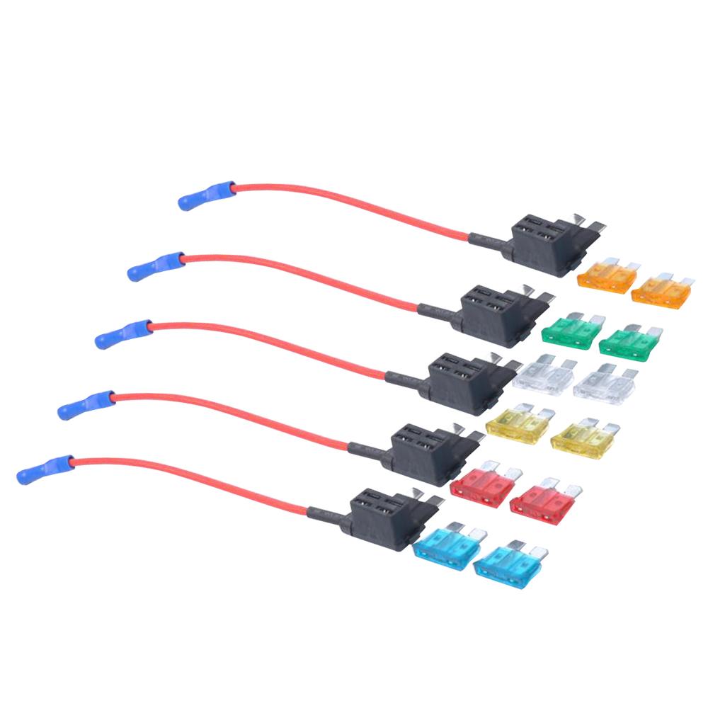 12 Pieces 5A 10A 15A 20A 25A 30A Medium Fuses w/ Fuse Holders