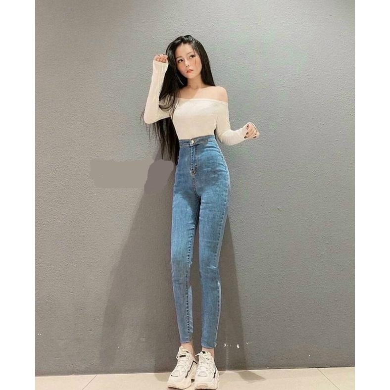 Quần jean nữ ôm lưng cao dáng đẹp màu đen xanh chất vải xịn cao cấp xuất Hàn Quốc Q622