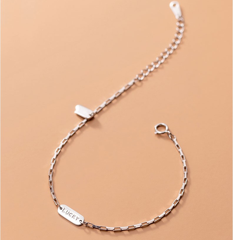 Lắc Tay Bạc Nữ - Vòng Tay Bạc Nữ S925 - Chữ Lucky May Mắn - LTBN05 - Tặng hộp đựng lắc - Tặng Khăn Lau Bạc