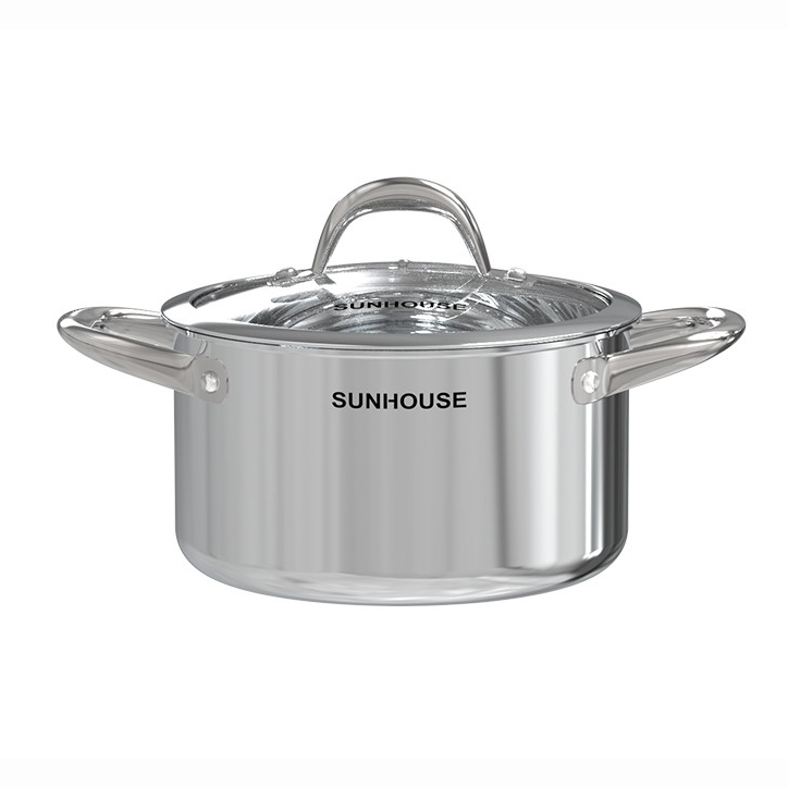 Bộ Nồi Chảo Inox 304 Đáy Liền Sunhouse SHG808