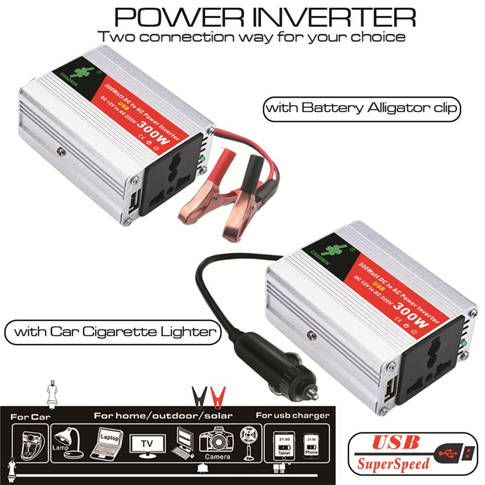 Di Động Inverter Xe Biến Điện DC12Volt Sang AC220Volt Biến Áp 300W Bộ Chuyển Đổi Nguồn Điện USB Adapter Tự Động Biến Tần