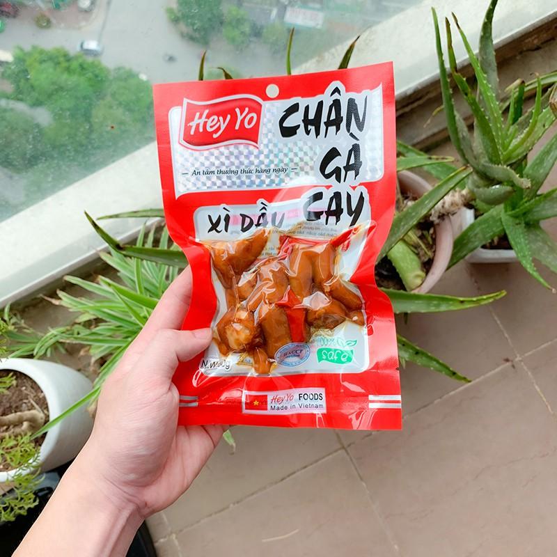 Chân gà cay ướp xì dầu heyyo 80g đồ ăn vặt chân gà Việt Nam giai giòn sần sật an toàn vệ sinh thực phẩm