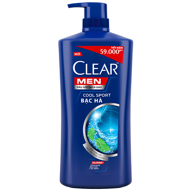 Dầu Gội Đầu cho nam 630g Clear Men Cool Sport Bạc hà đánh bay gàu, ngứa và vi khuẩn mát lạnh cực đỉnh suốt ngày dài