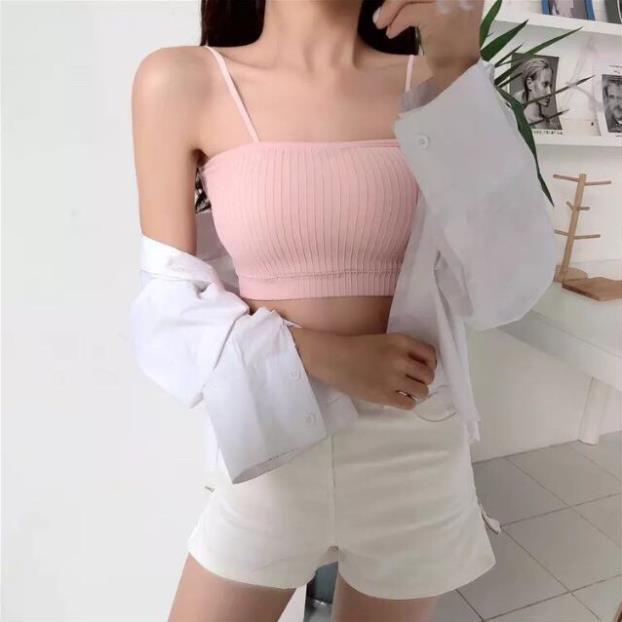 Áo Bra Quây 2 Dây Cotton Thun Tăm Cho Bạn Gái 4 Màu MS 809