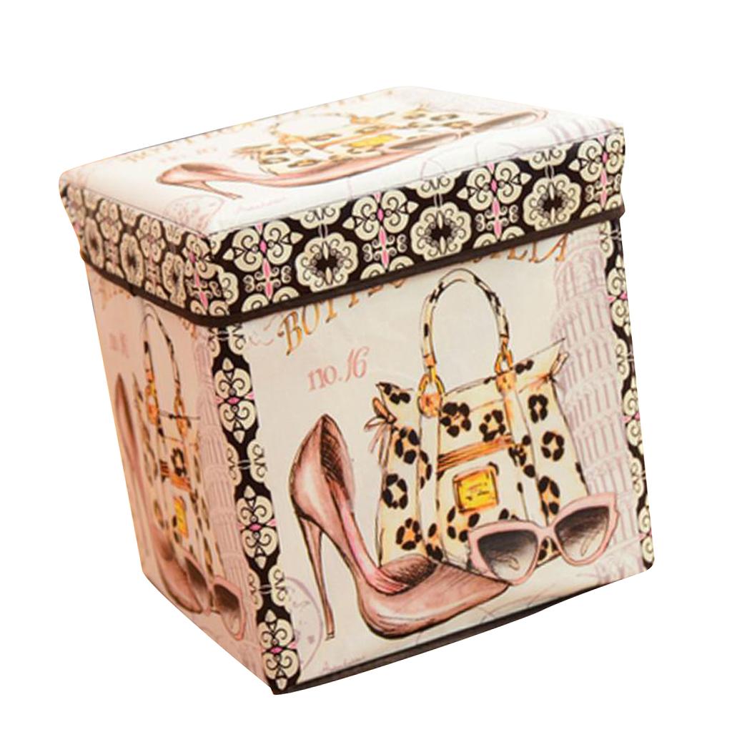 Foldable Storage Ottonmans Box Chest Seat Food Stool