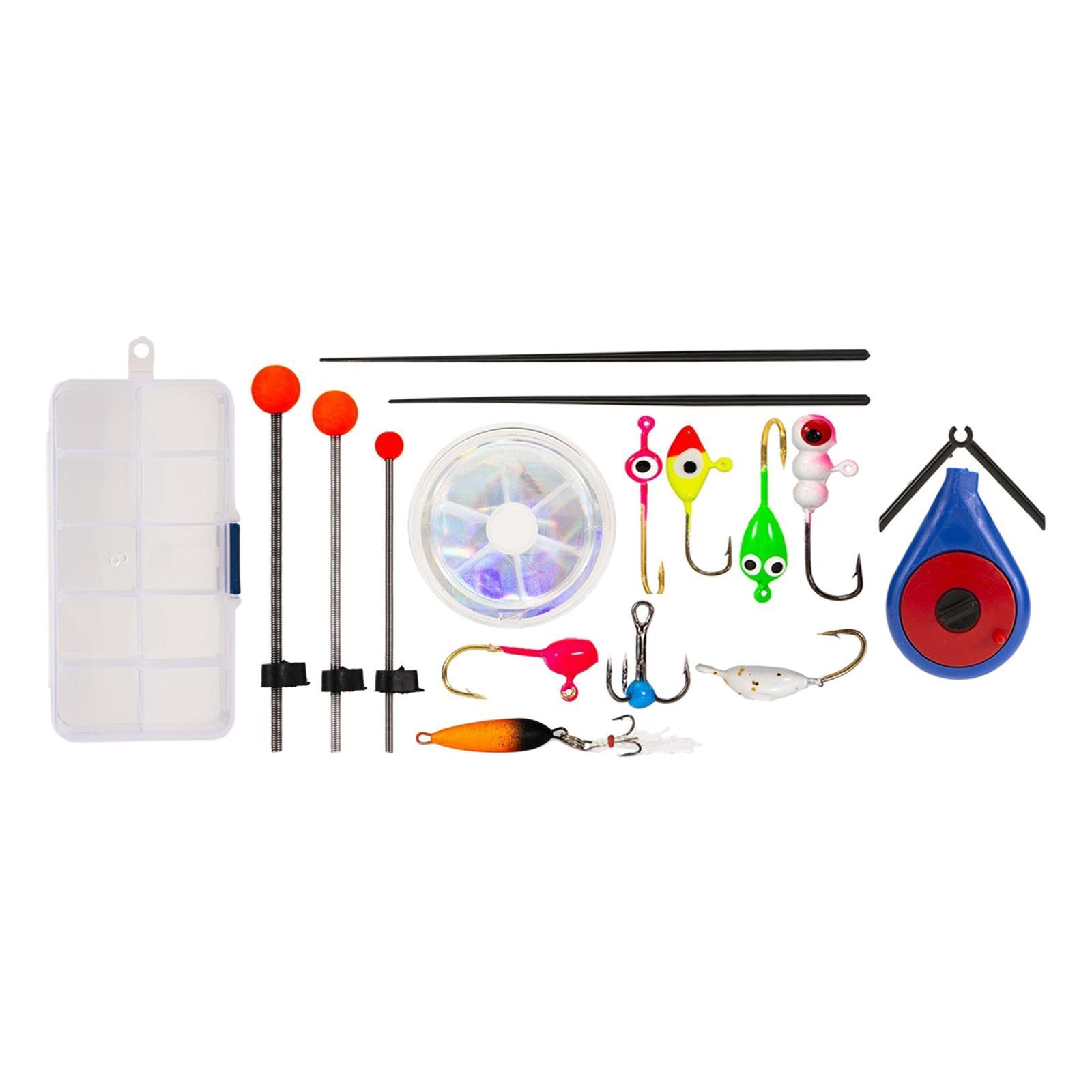 Winter Fishing Set Ice Fishing Jigs with Carbon Steel Hooks Portable