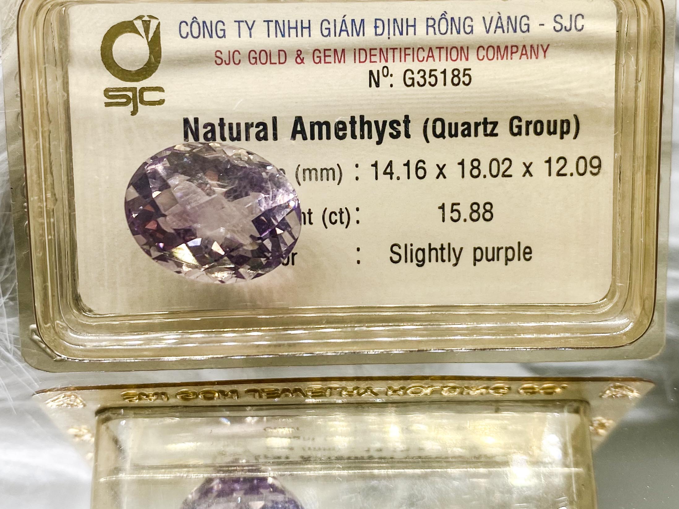 Viên thạch anh tím amethyst oval giác lưới 15.88ct 35185