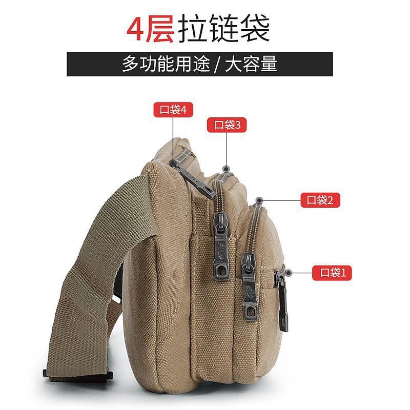 Túi bao tử đeo chéo, đeo thắt lưng vải canvas thời trang nam T73