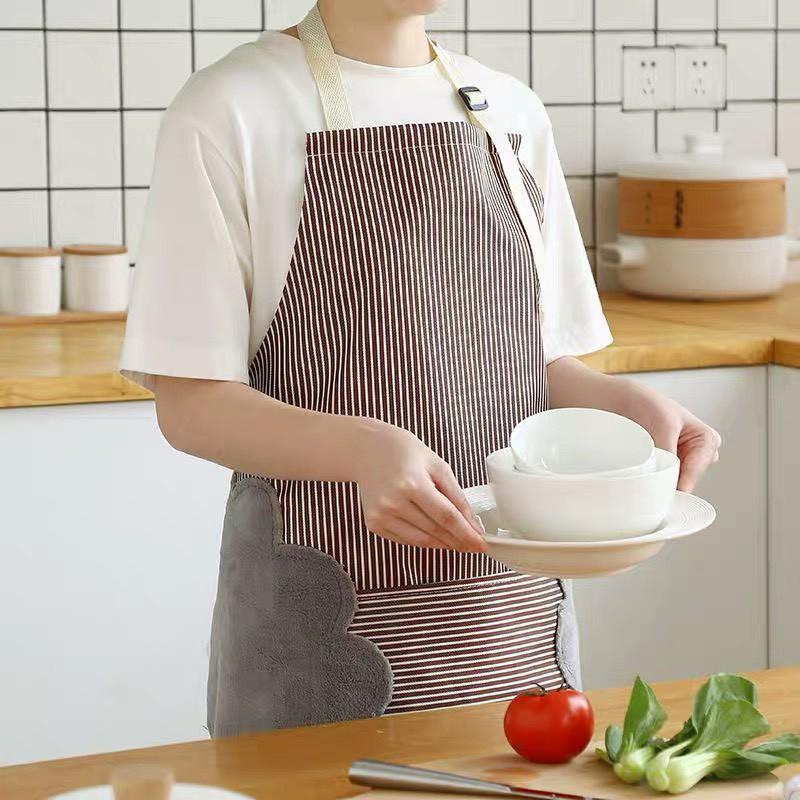 RẺ VÔ ĐỊCHTạp dề phong cách hàn quốc có khăn lau tay bên hông, tạp dề chống thấm nước 88207
