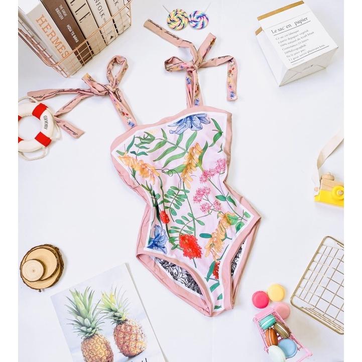 Monokini hoa Bộ bơi liền mảnh hoa mặc được 2 kiểu siêu đẹp