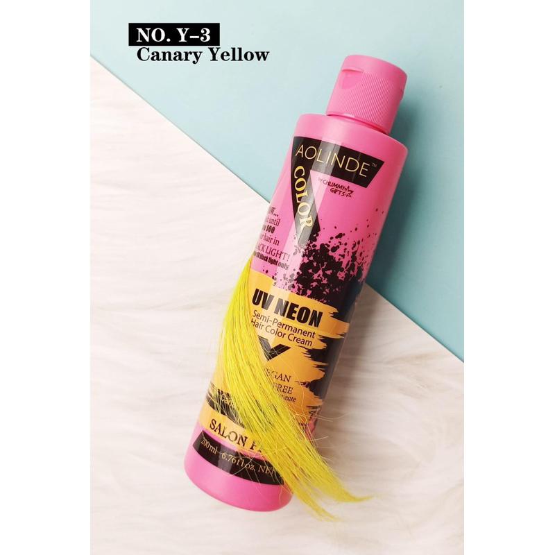 Kem nhuộm tóc Semi UV Neon Không Amoniac trên nền tóc tẩy Level 9 - Canary Yellow Màu vàng 200ml + Gội xả gói Karseell 15ml