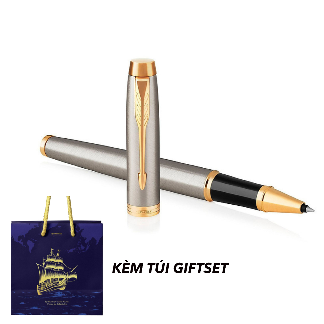 Bút Ký Dạ Bi  Parker IM Brushed Metal Kèm Túi Giftset B&amp;J Cao Cấp Dành Cho Doanh Nhân, Khẳng Cấp Cá Nhân B&amp;J