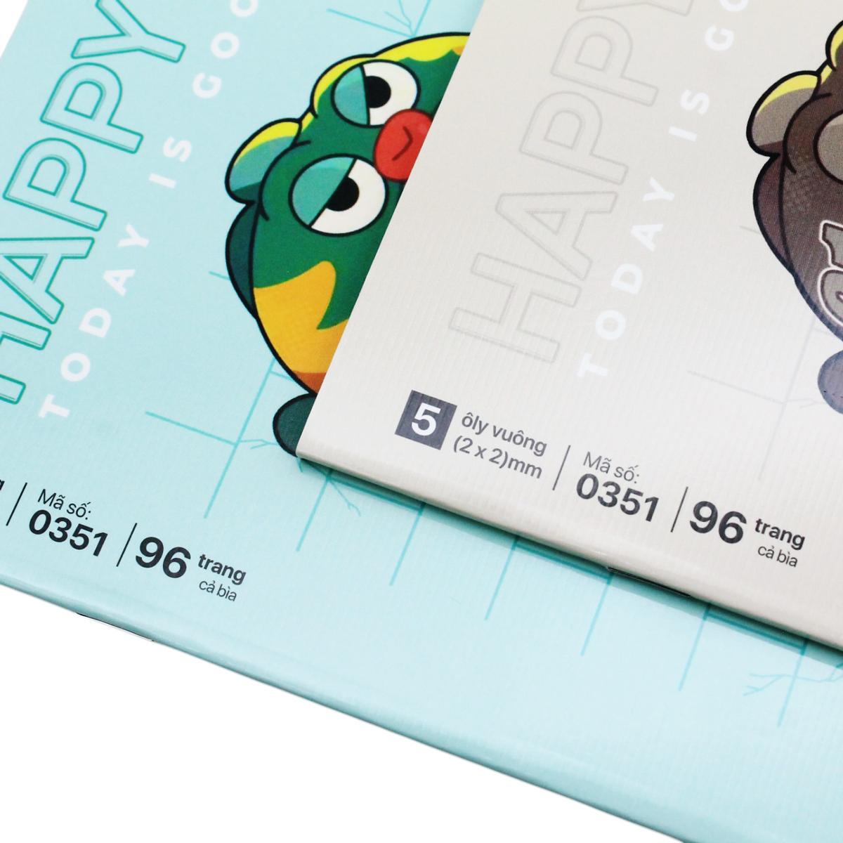 Tập Class Happy Day - 5 Ô Ly Vuông - 96 Trang 58gsm - Hồng Hà 0351 (Mẫu Bìa Giao Ngẫu Nhiên)