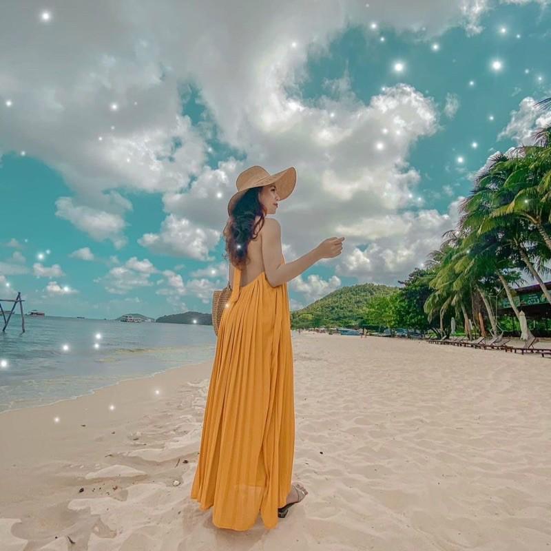 đầm maxi dập ly yếm