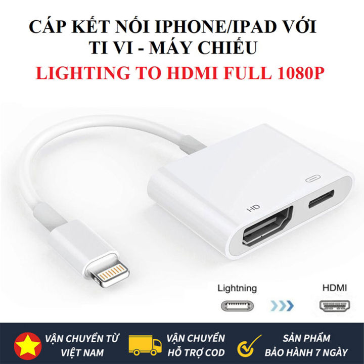 Cáp chuyển đổi từ Điện thoại to hdmi kết nối điện thoại iphone 5/6/7/8X ipad lên ti vi chất lượng cao1080P, Cáp hdmi cho Iphone, cáp chuyển hình ảnh từ điện thoại lên tivi, cáp tivi