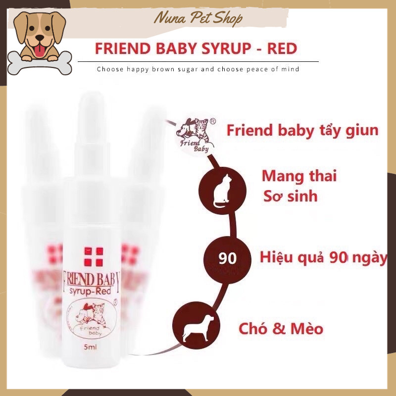 Siro uống chống giun sán cho chó mèo Friend Baby 5ml