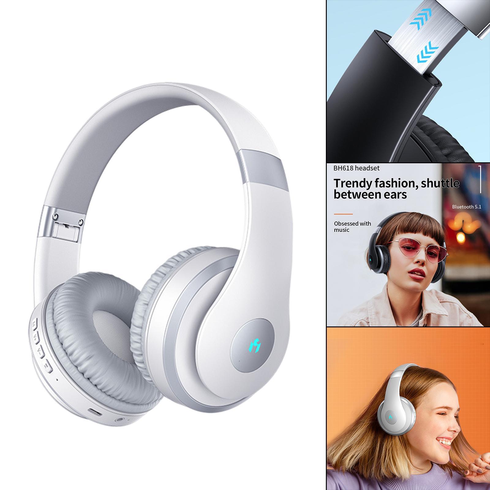 Bluetooth Headphones Wireless/Wired Deep Bass for Travel Home Office PC White