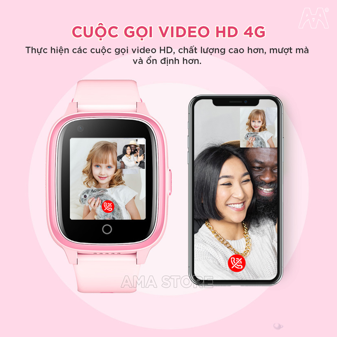 Đồng hồ Thông minh gắn Sim nghe gọi Chống nước IP67 Gọi Video call Định vị GPS, WIfi dàn cho Trẻ em học sinh cấp 1 2 5 6 7 8 9 10 11 12 tuổi AMA Watch D32 Hàng nhập khẩu