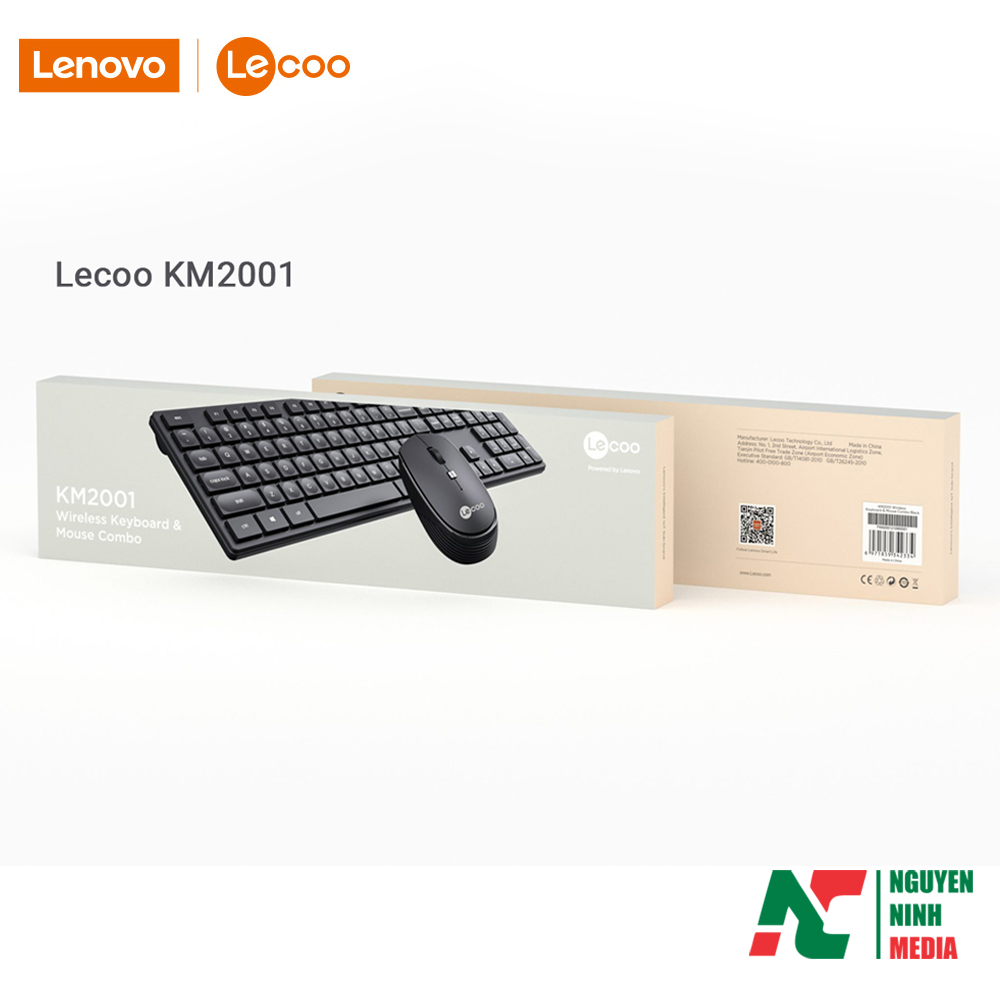 Bộ Phím Chuột Văn Phòng Không Dây Lenovo Lecoo KM2001 - Hàng Chính Hãng